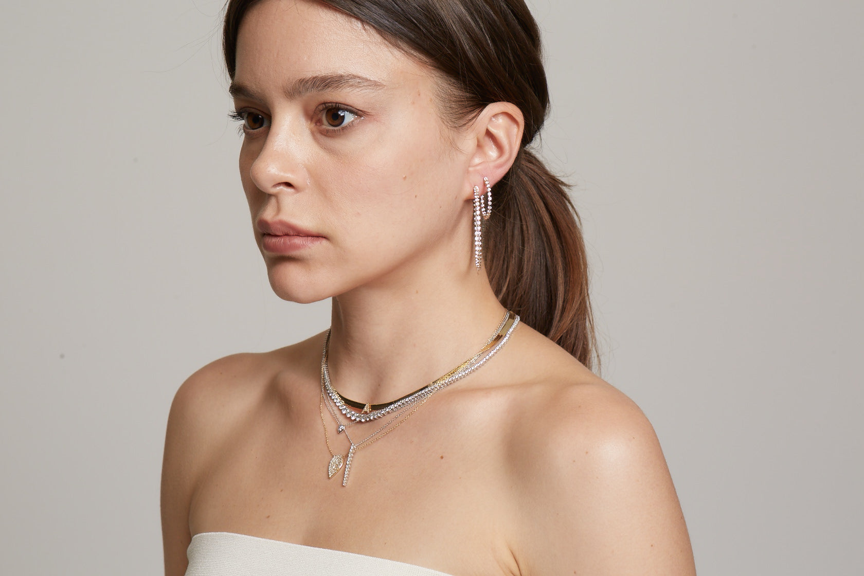 Diamond Hoop Earrings - 1"