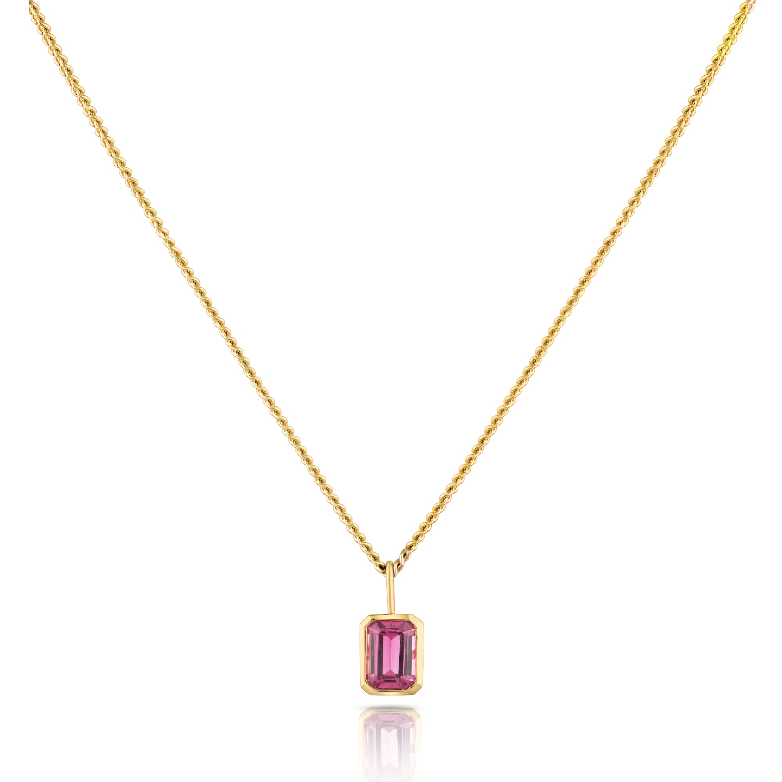 Pink Rubellite Bezel Charm with Chain