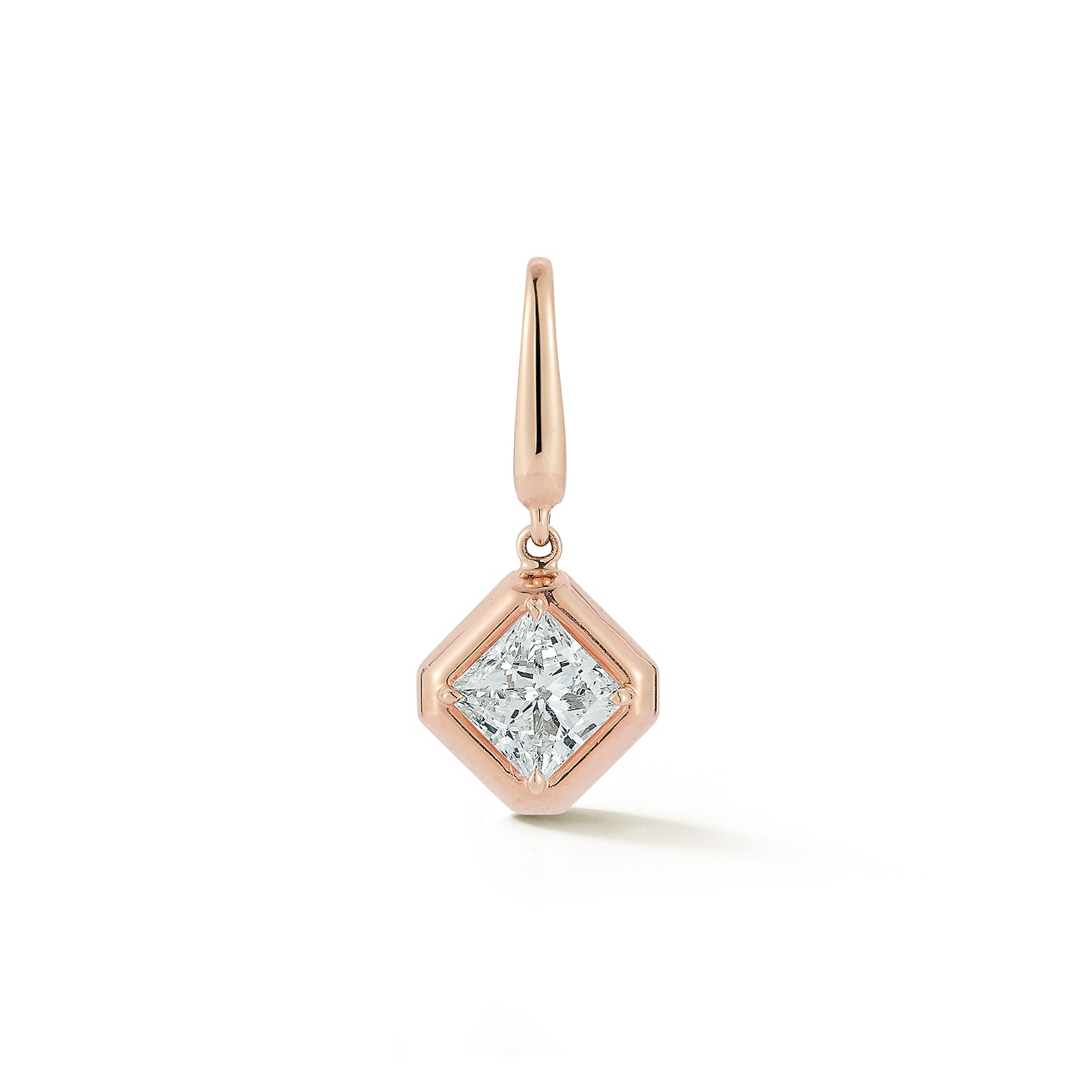 Princess cut bezel diamond rose gold