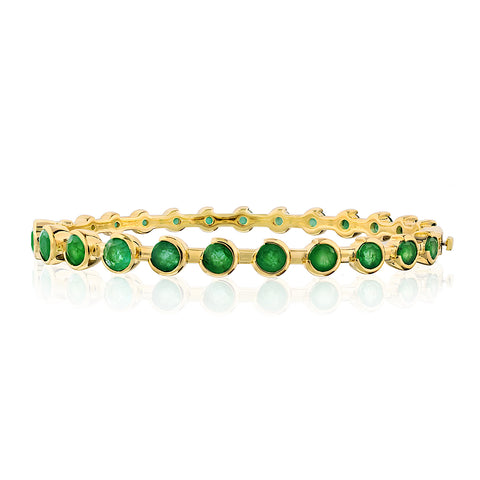 Semi-Bezel Graduated Bangle with Green Emeralds
