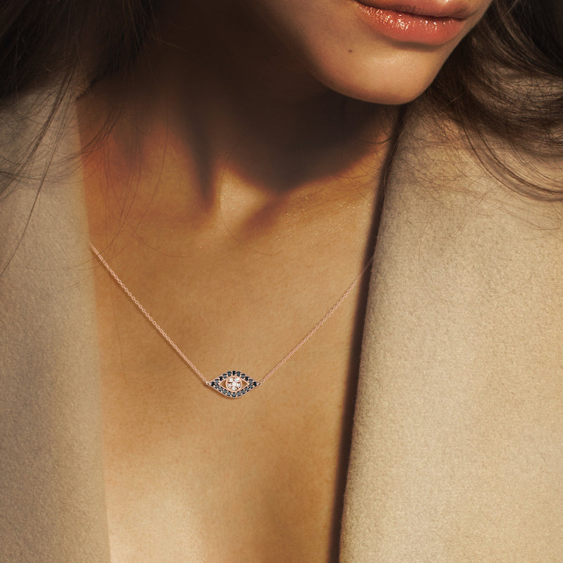 Evil Eye Necklace - Black Diamond
