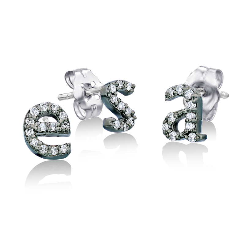 Diamond Initial Stud Earrings