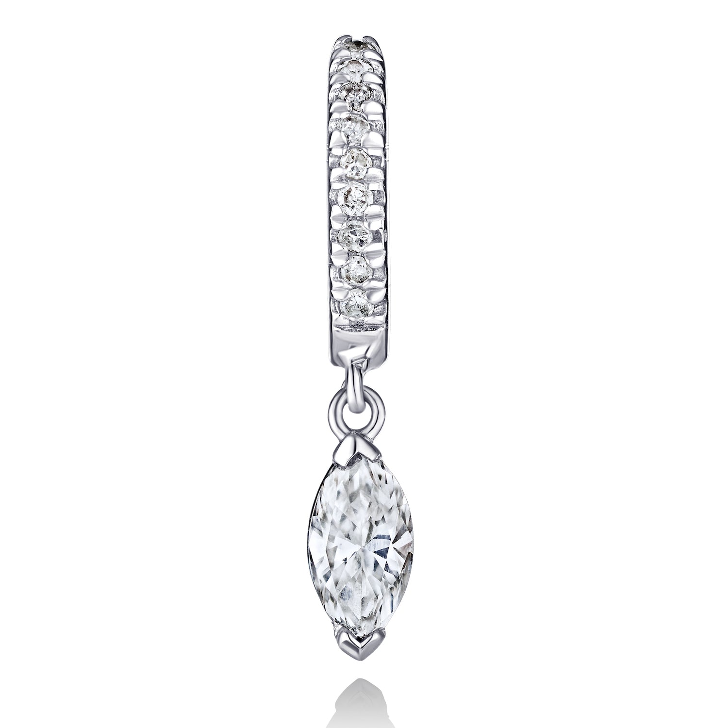 Marquise Diamond Dangle Huggie Earring