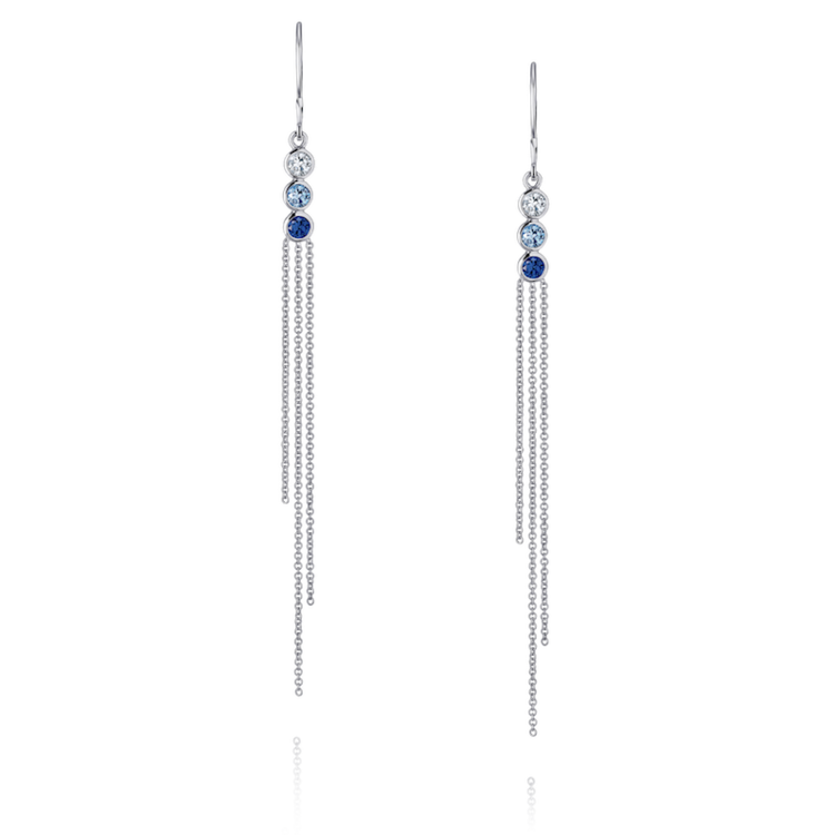 Triple Thread Earrings - Blue Ombré