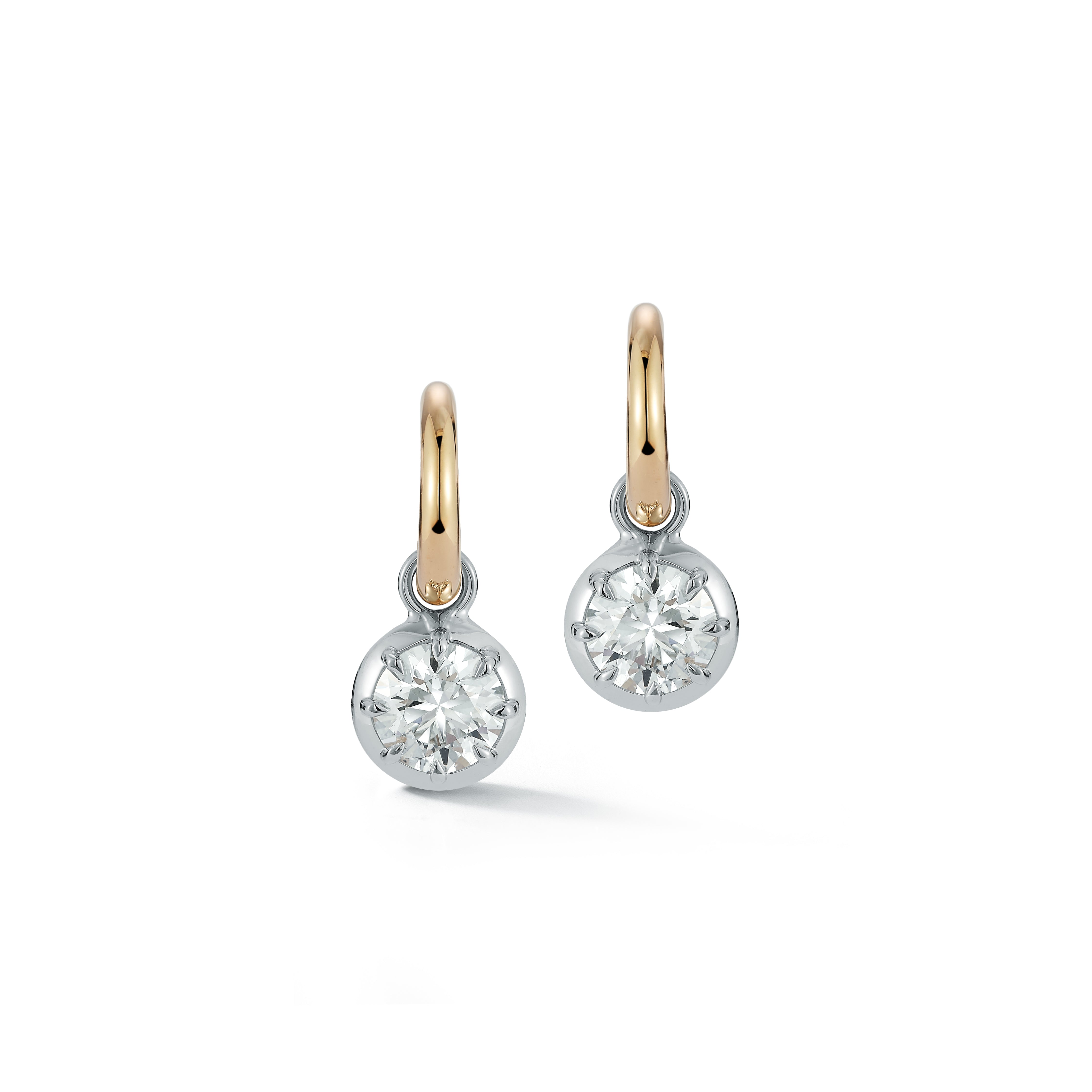 Round Diamond Bezel Dangle Hoops