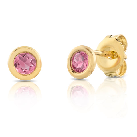 Pink Sapphire Bezel Stud Earrings