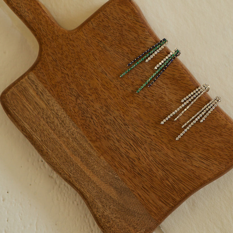 Baguette and Round Stick Diamond Earrings 