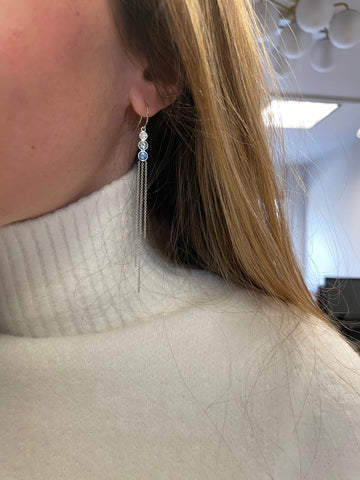Triple Thread Earrings - Blue Ombré