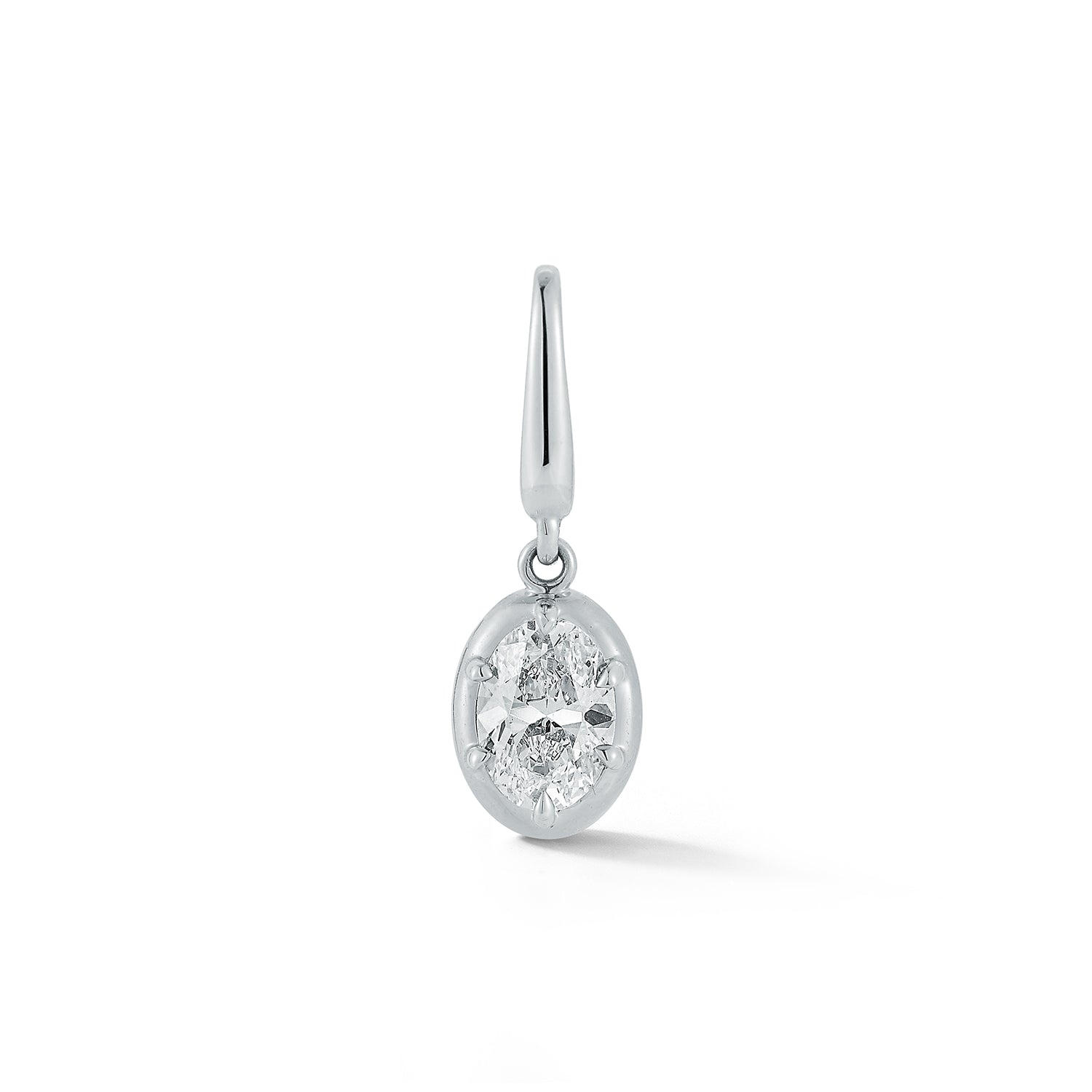 Oval Shape Diamond Charm white gold