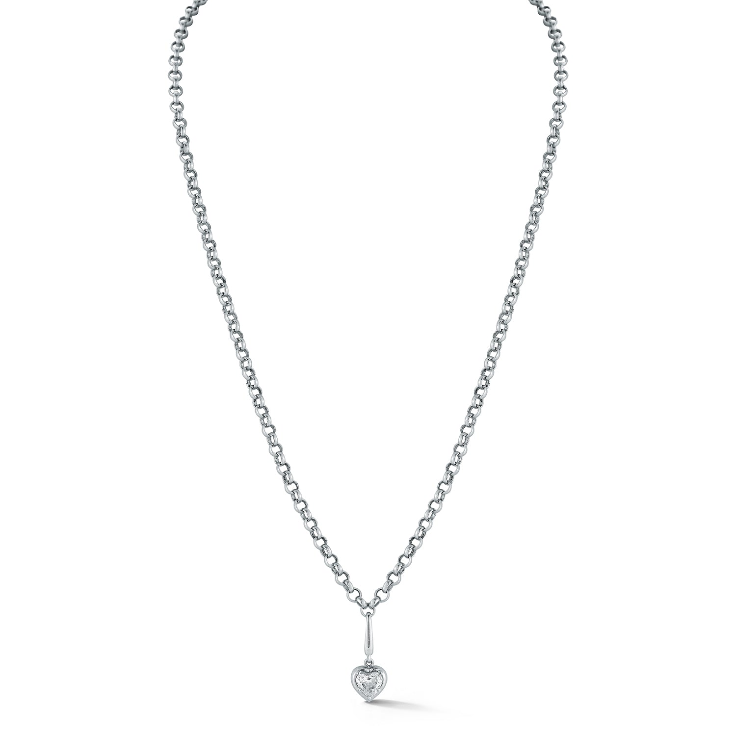 Rolo Chain with Attachable Diamond Pendant white gold