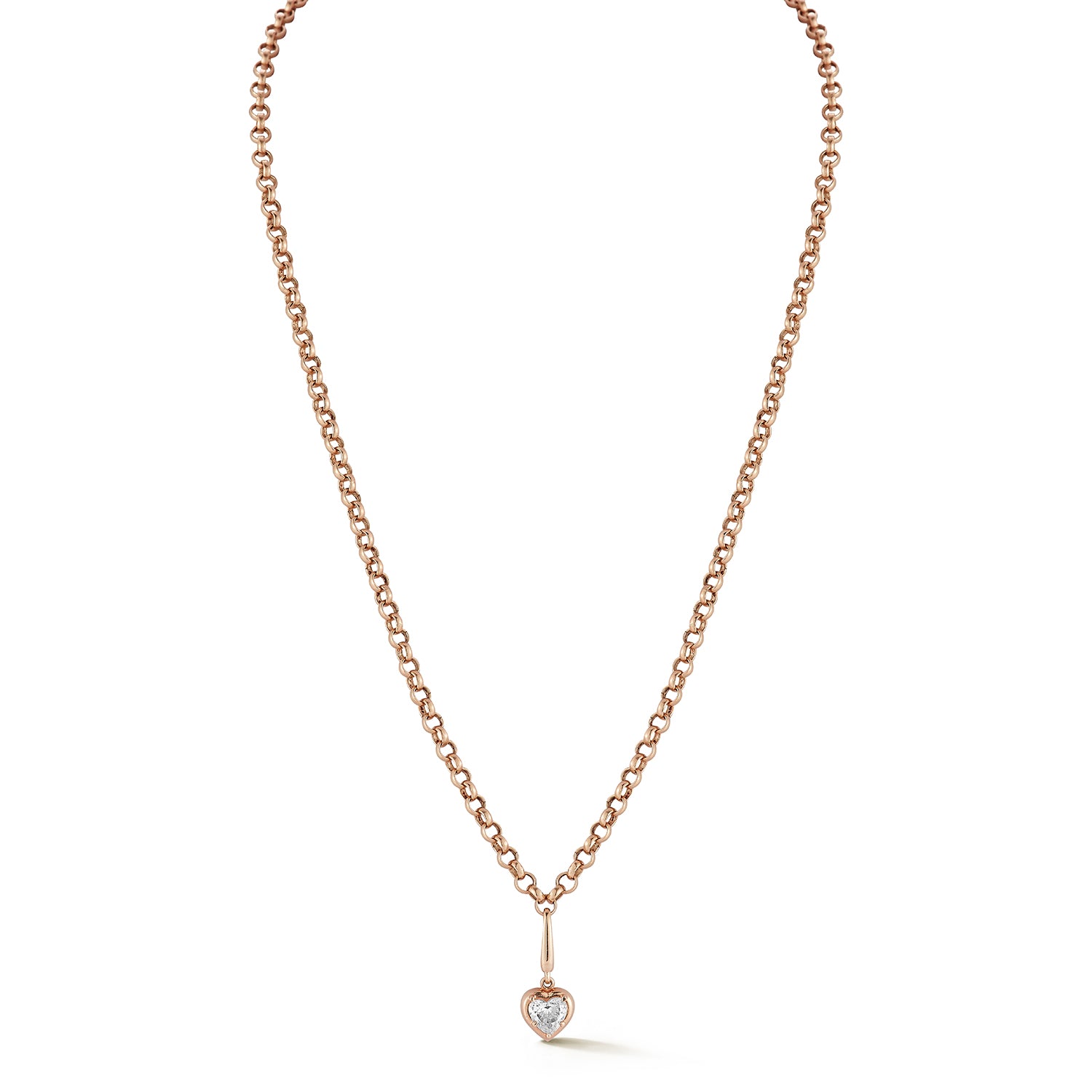 Rolo Chain with Attachable Diamond Pendant white gold rose gold