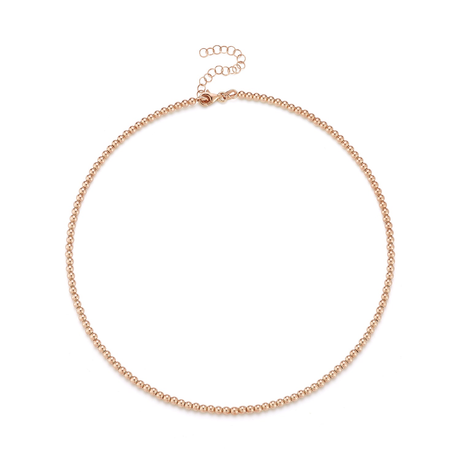 Solid Gold Beaded Wire Chain rose gold