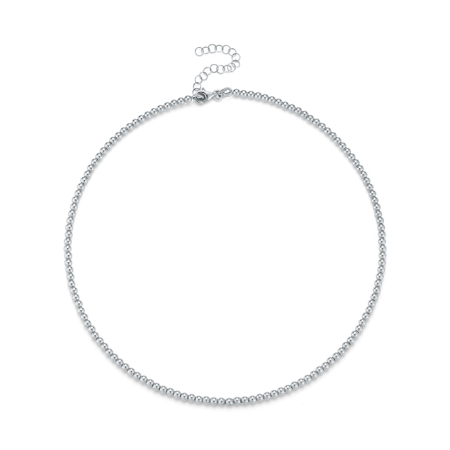Solid Gold Beaded Wire Chain white gold
