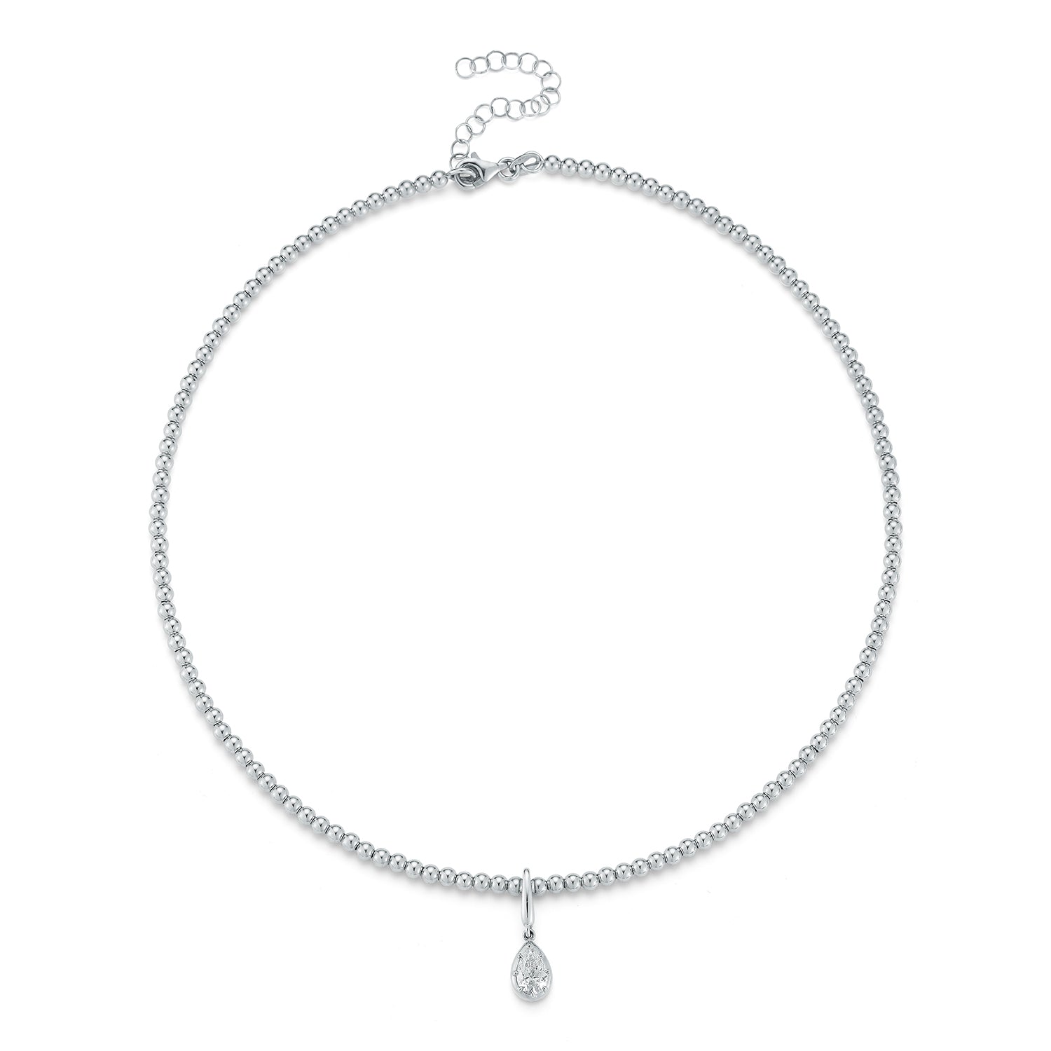 Solid Gold Beaded Wire Chain white gold