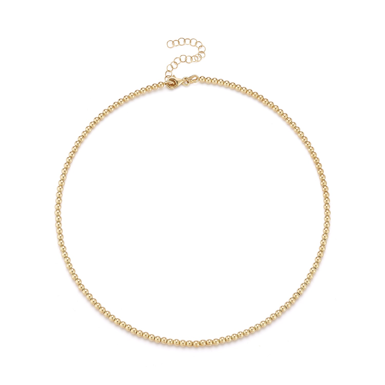 Solid Gold Beaded Wire Chain yellow gold