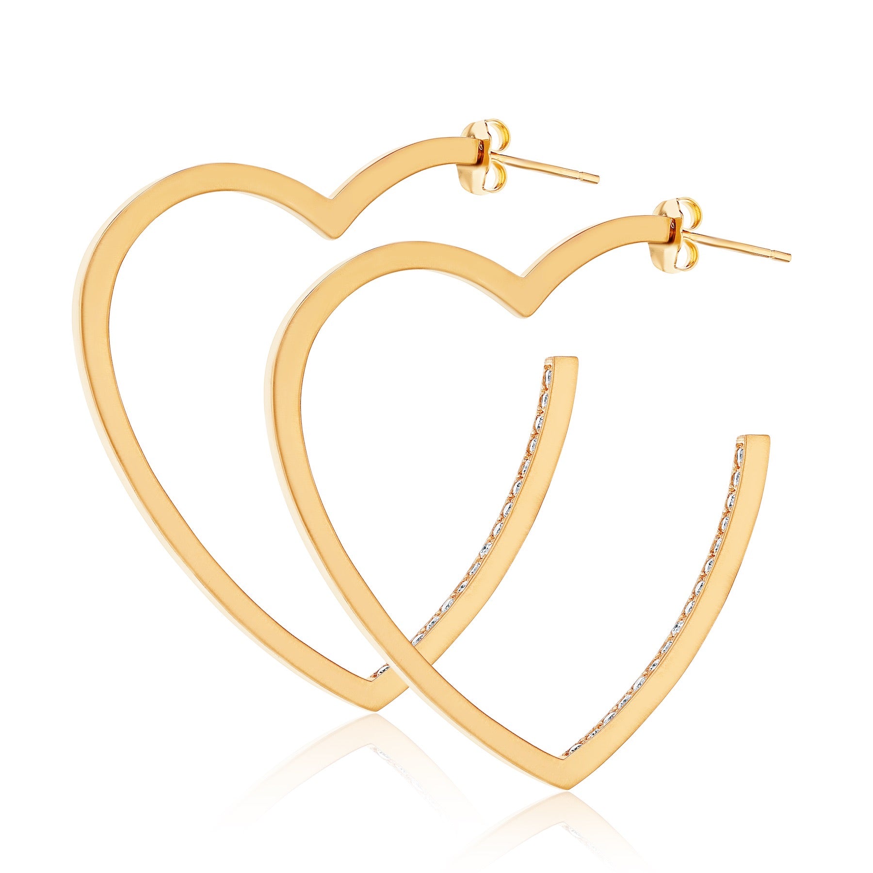Gold Diamond Heart Hoop Earrings - Limited Edition