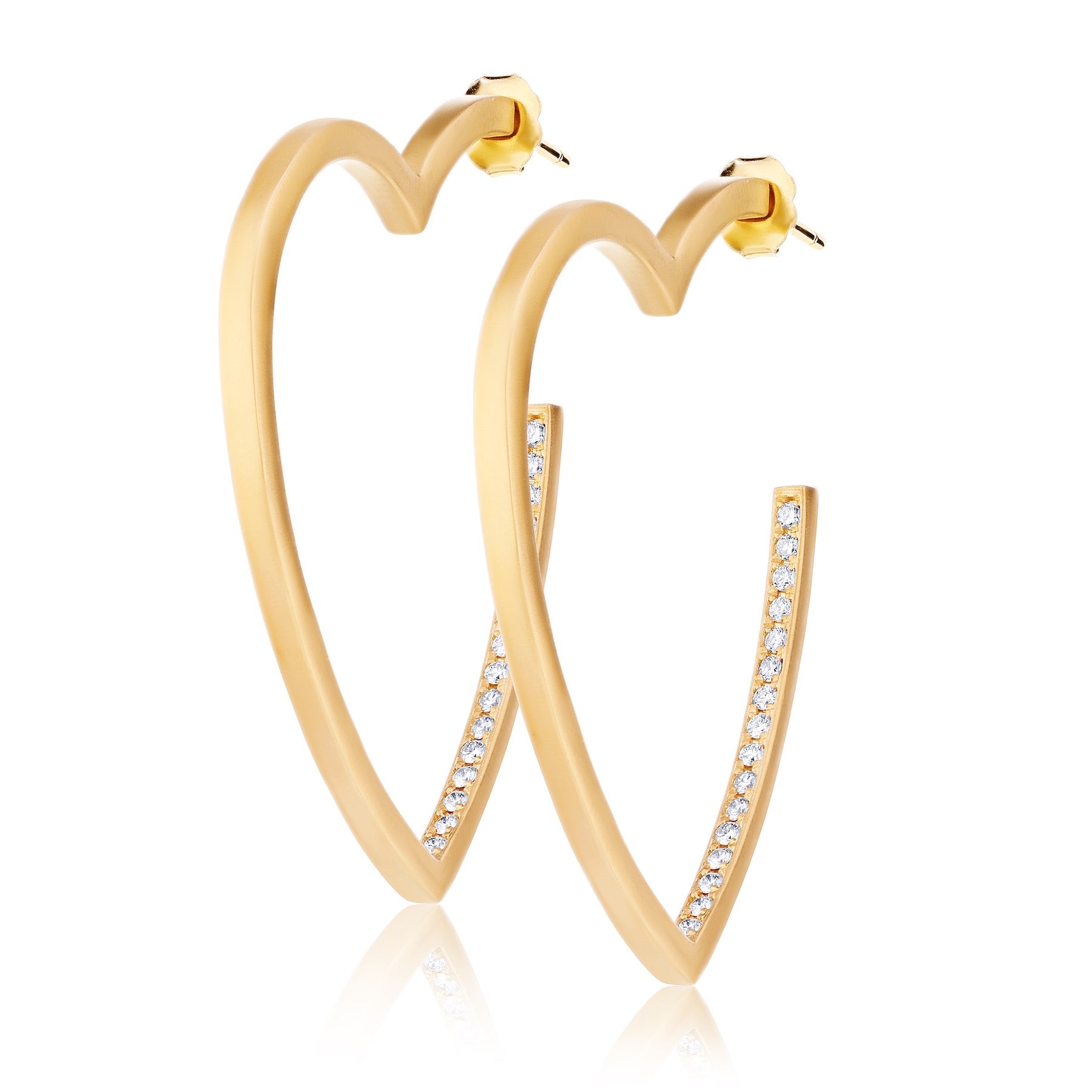 Gold Diamond Heart Hoop Earrings - Limited Edition