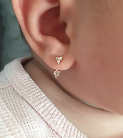 Mini Trio Diamond Stud Earrings