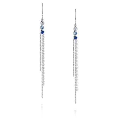 Triple Thread Earrings - Blue Ombré