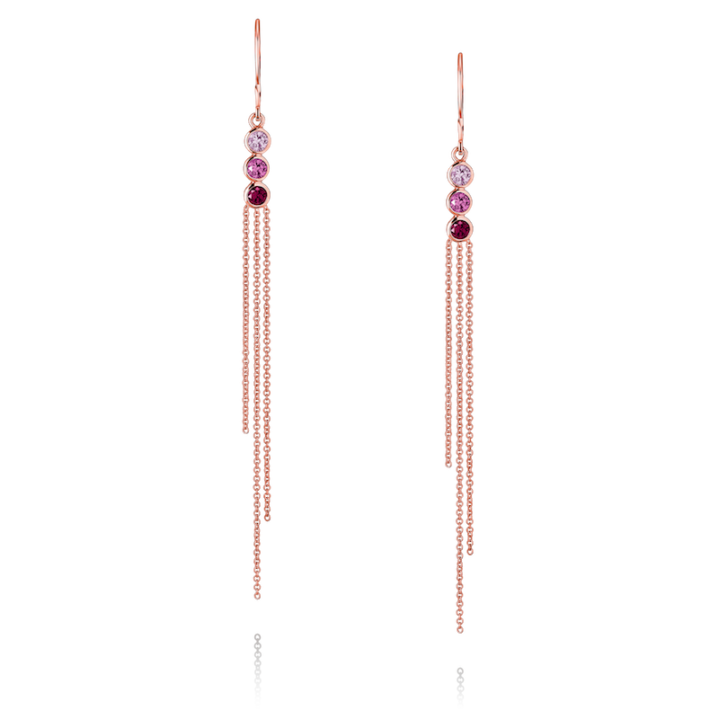 Triple Thread Earrings - Pink Ombré