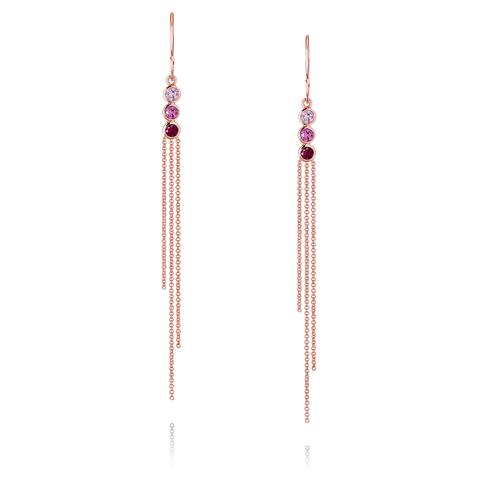 Triple Thread Earrings - Pink Ombré